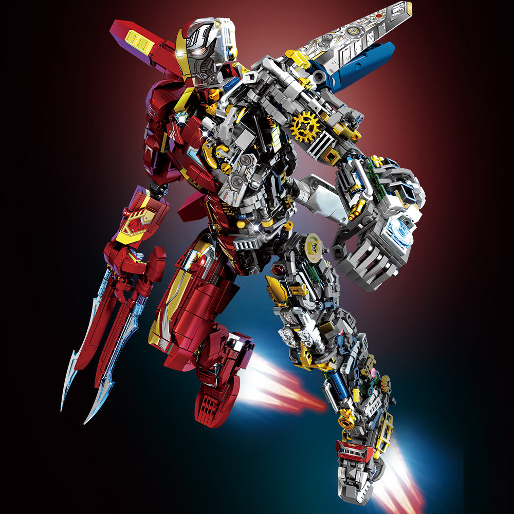 Mesiondy 2002PCS Crimson Mecha Warrior - 15-Inch Large Scale Half-Mechanical Armor Robot - Premium Tech Hero Collectible