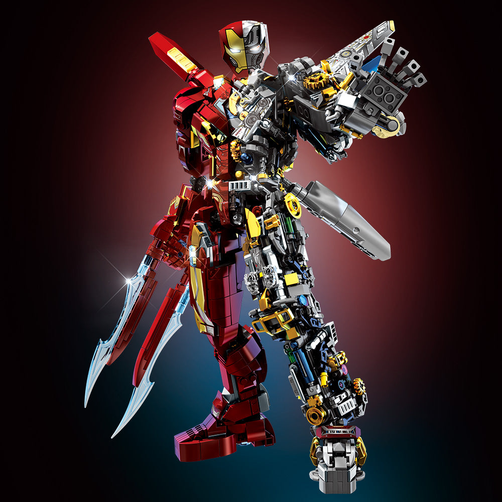 Mesiondy 2002PCS Crimson Mecha Warrior - 15-Inch Large Scale Half-Mechanical Armor Robot - Premium Tech Hero Collectible