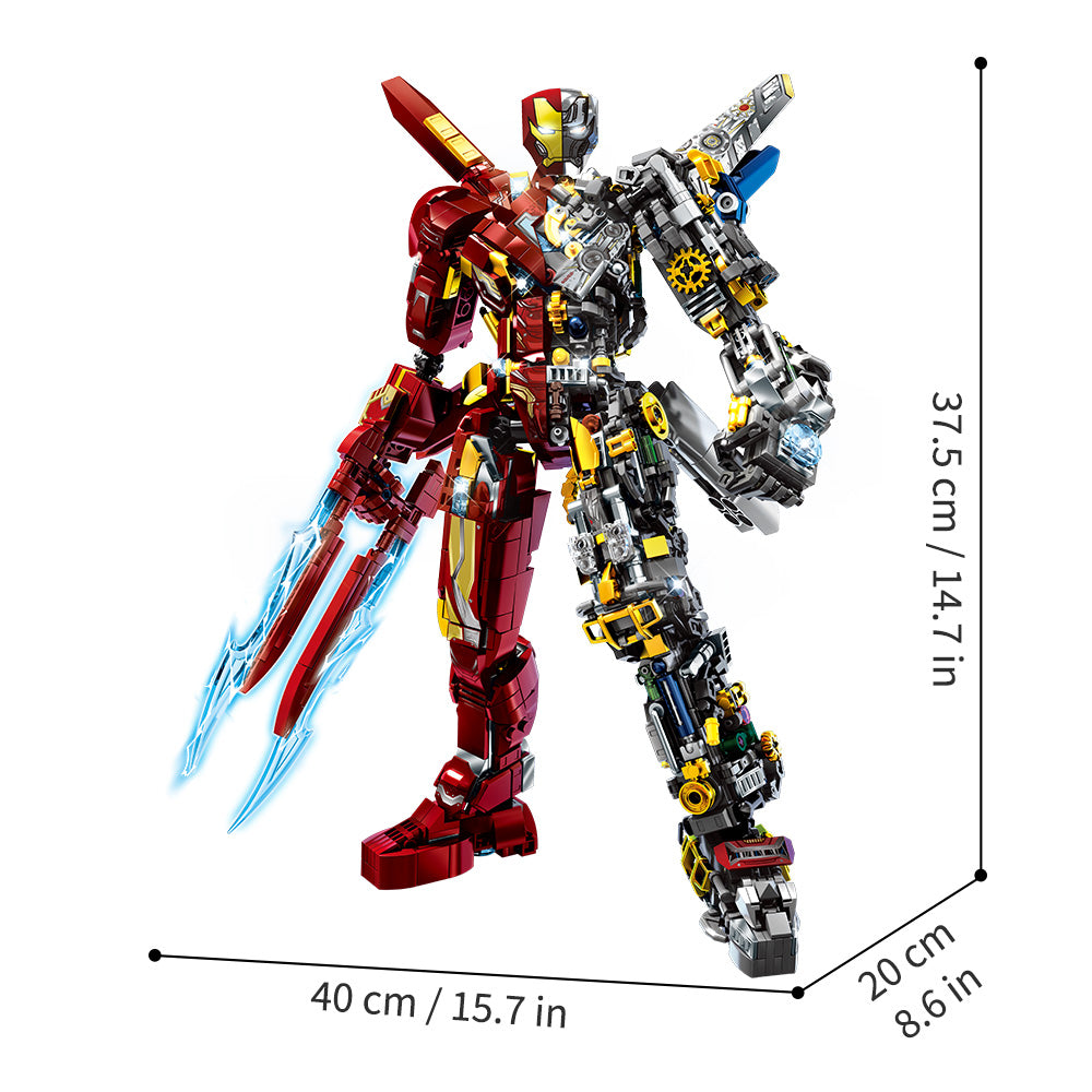 Mesiondy 2002PCS Crimson Mecha Warrior - 15-Inch Large Scale Half-Mechanical Armor Robot - Premium Tech Hero Collectible