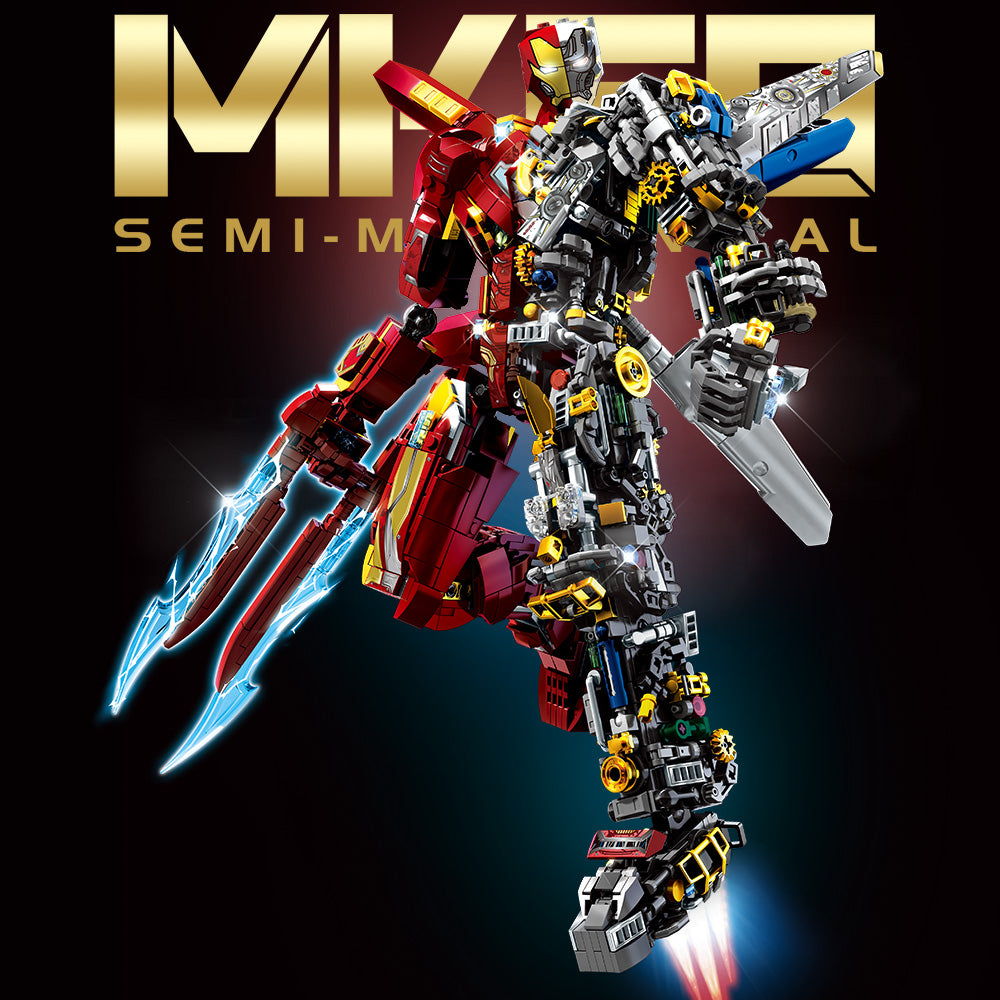 Mesiondy 2002PCS Crimson Mecha Warrior - 15-Inch Large Scale Half-Mechanical Armor Robot - Premium Tech Hero Collectible