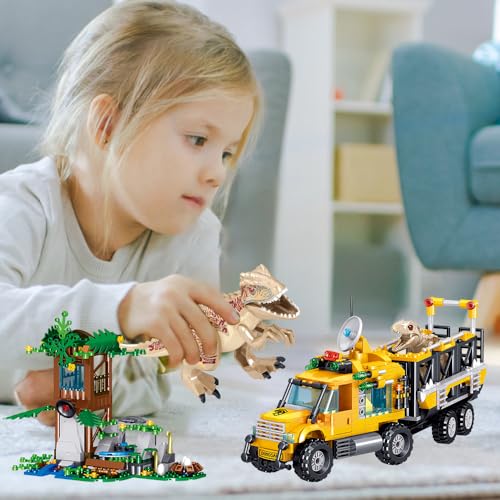 Mesiondy Jurassic Dinosaurier Bausteine Set (546 Teile) | Prähistorisches MINT-Abenteuer-Set