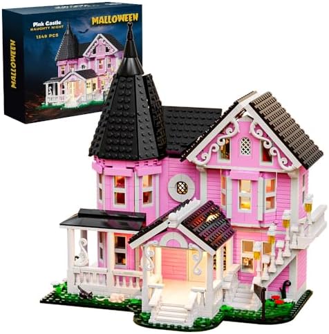 Mesiondy Pink Palace House Building Set - 1349 PCS with Lights