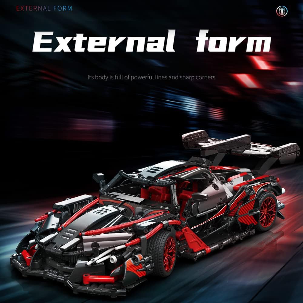 Mesiondy Adults Challenging Racing Car Building Blocks Kit (1391 Pcs) - 1/14 Scale Sports Car Model