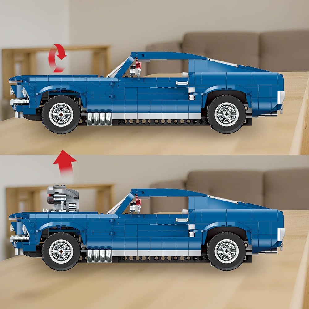 Mesiondy 1:10 MOC Sports GTRS Car Building Blocks Set (Blue) - 1680 Pcs