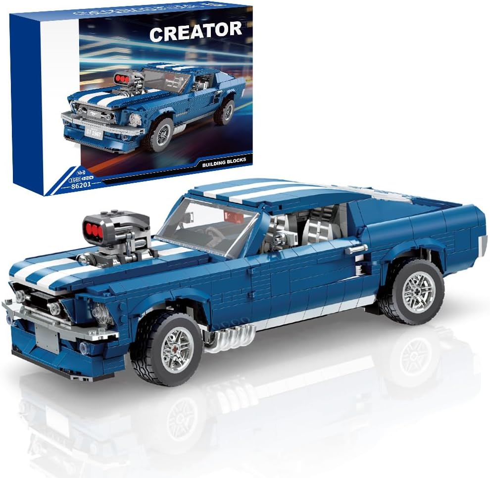 Mesiondy 1:10 MOC Sports GTRS Car Building Blocks Set (Blue) - 1680 Pcs