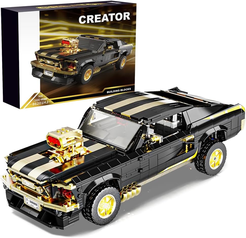 Mesiondy 1:10 MOC Sports GTRS Car Building Blocks Set (Black) - 1680 Pcs