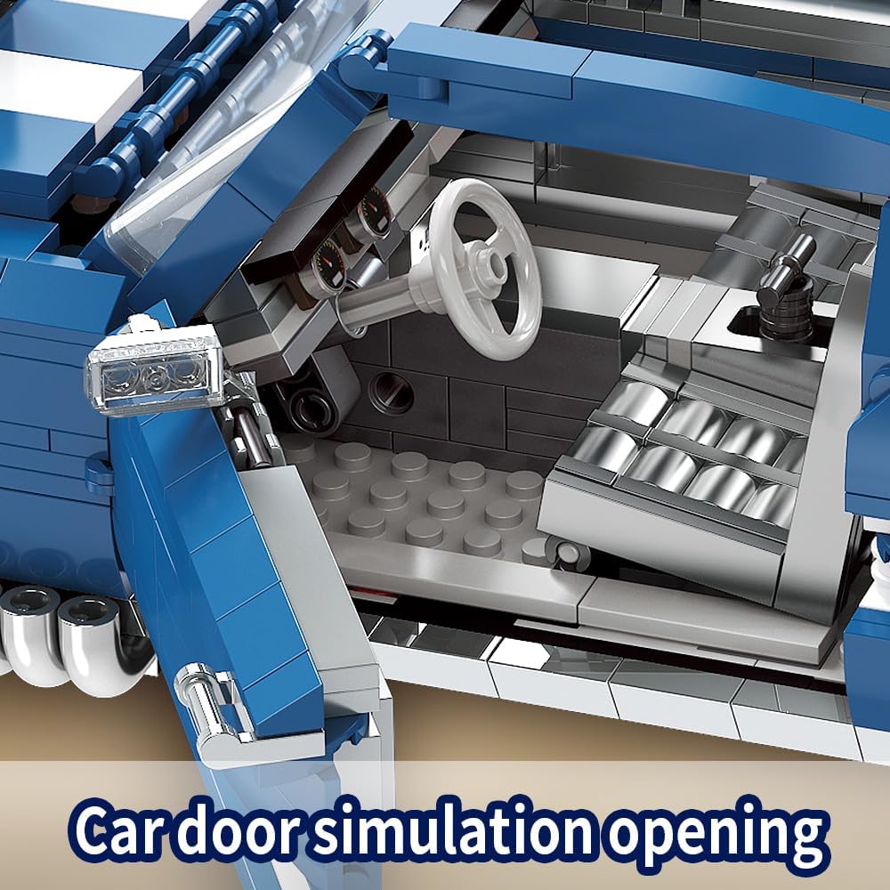 Mesiondy 1:10 MOC Sports GTRS Car Building Blocks Set (Blue) - 1680 Pcs