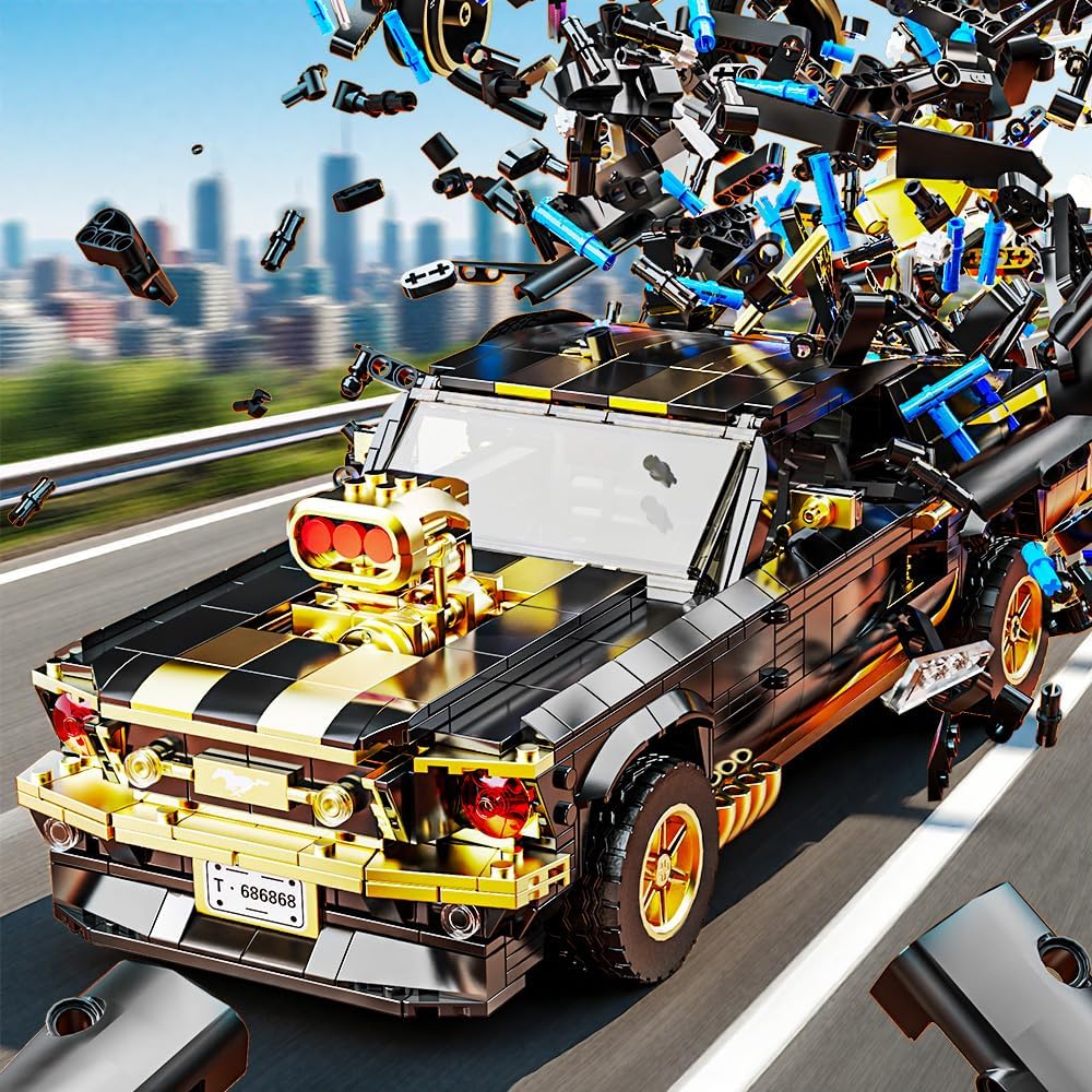 Mesiondy 1:10 MOC Sports GTRS Car Building Blocks Set (Black) - 1680 Pcs