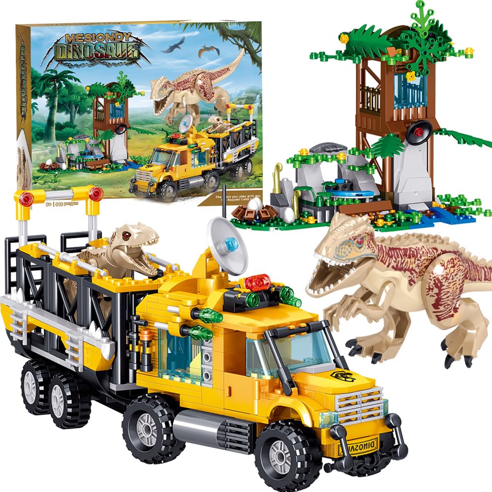 Mesiondy Jurassic Dinosaurier Bausteine Set (546 Teile) | Prähistorisches MINT-Abenteuer-Set