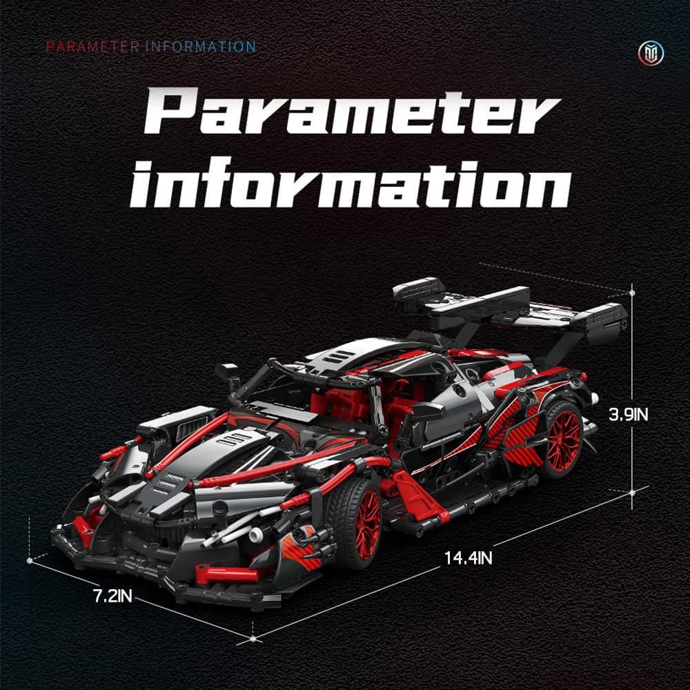 Mesiondy Adults Challenging Racing Car Building Blocks Kit (1391 Pcs) - 1/14 Scale Sports Car Model