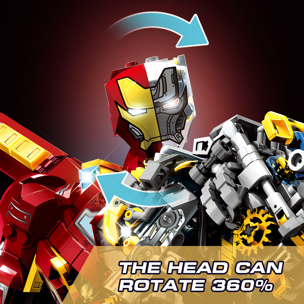 Mesiondy 2002PCS Crimson Mecha Warrior - 15-Inch Large Scale Half-Mechanical Armor Robot - Premium Tech Hero Collectible