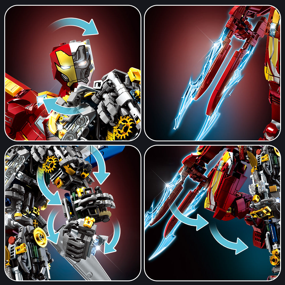 Mesiondy 2002PCS Crimson Mecha Warrior - 15-Inch Large Scale Half-Mechanical Armor Robot - Premium Tech Hero Collectible